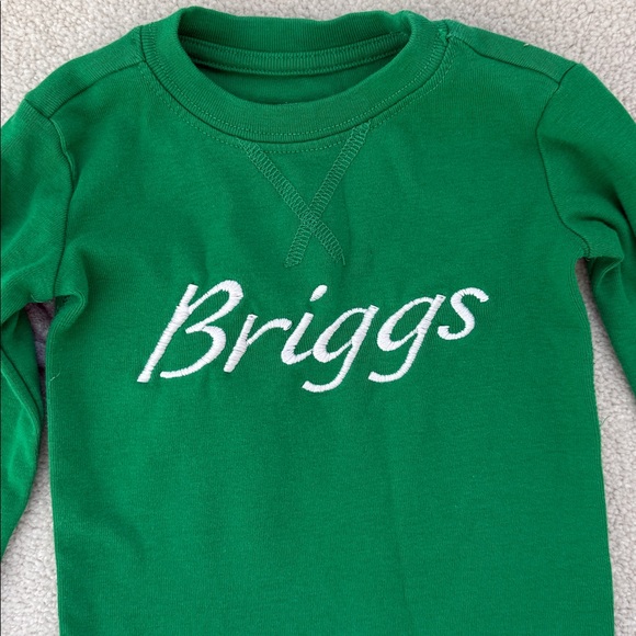 “Briggs” Embroidered Green and Gray Pajama Tops - Picture 3 of 6